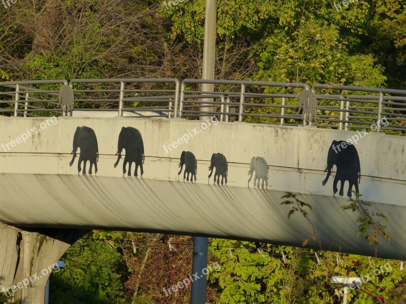 Bridge Elephant Painting Drawing Black