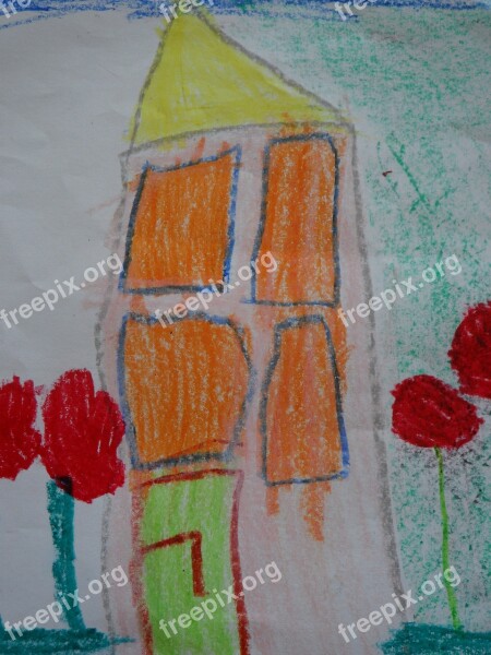 Children Drawing Drawing Painting House Color