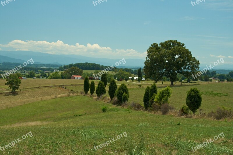 Tennessee Landscape Trees Mountains Tranquil