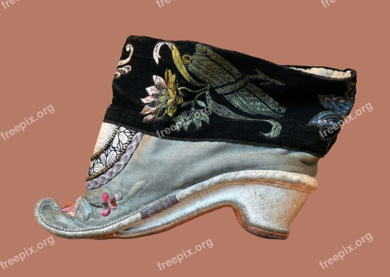 Shoes Chinese 18 Century Decorated Fashion