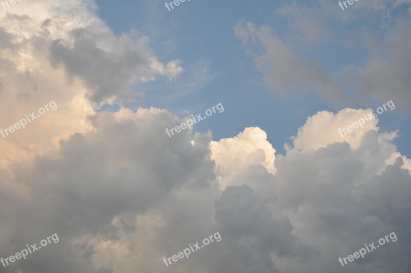 Clouds Sky Summer Background Blue