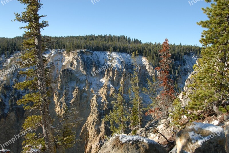 Snow Scenery Canyon Landscape Grand Canyon