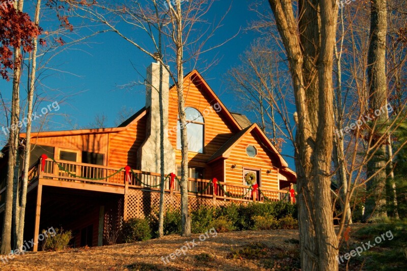 Cabin Home Wood Log Cabin Christmas