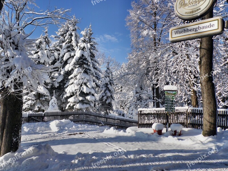 Watch Mountain Winter Snow Saxon Switzerland Landscape