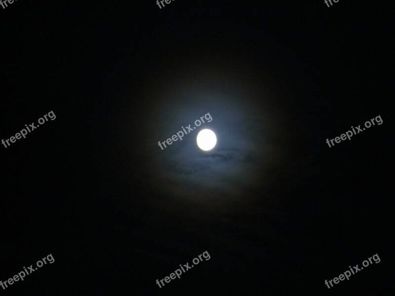 Night Sky Full Moon Moonlight Dark Moon