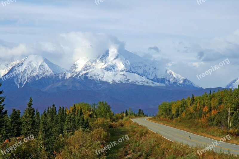 Alaska Wilderness Mountains Snow Trees