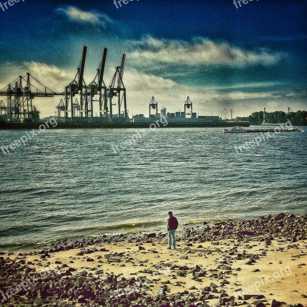 Hamburg Elbe Container Port Germany