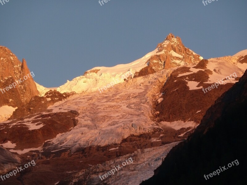 Sunset Mountain Glacier Ice Snow