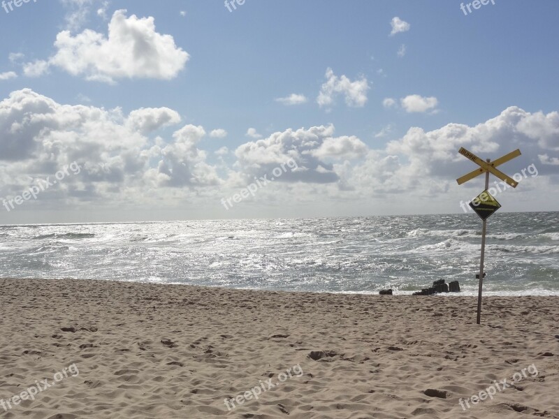 Beach Sand Sea Clouds Free Photos