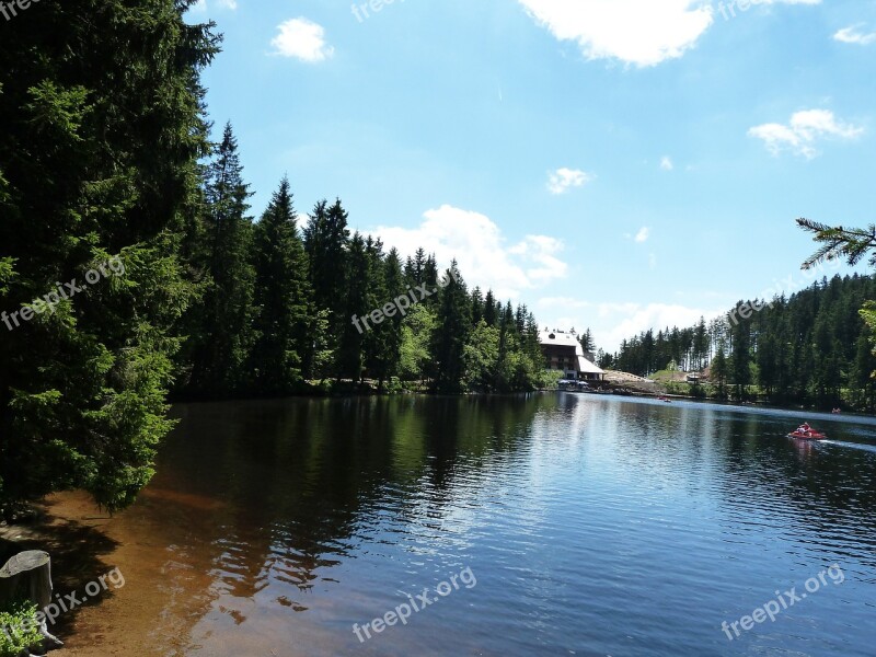 Lake Brown Green Blue Sky