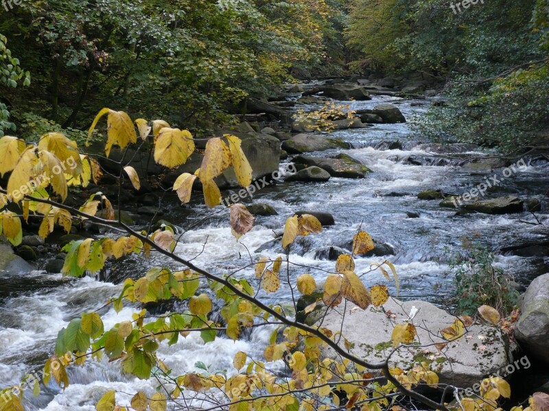 Water Fall Color Mountain Stream Boulders Bach