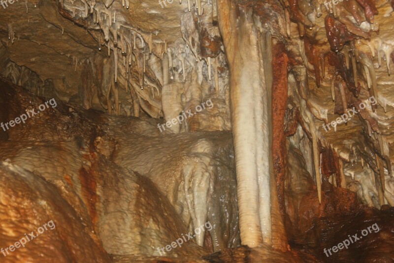 Cave Cavern Columns Nature Stalactites