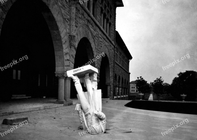 Earthquake Louis Agassiz Statue Stanford University Palo Alto