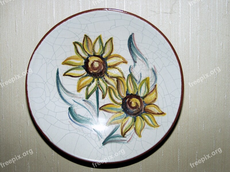 Ceramic Plate Decoration Flowers Colorful