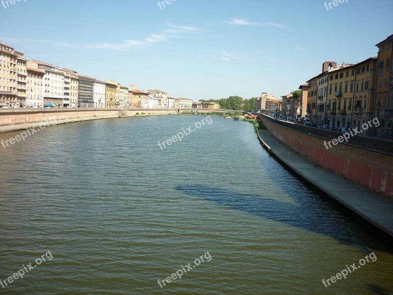 Pisa Italy River Bridge Downtown