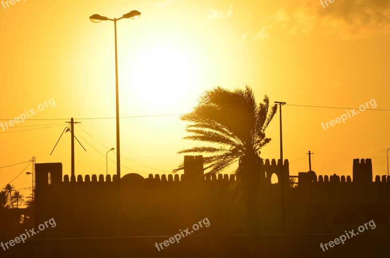 Beach Fort Palm Sunset Sun