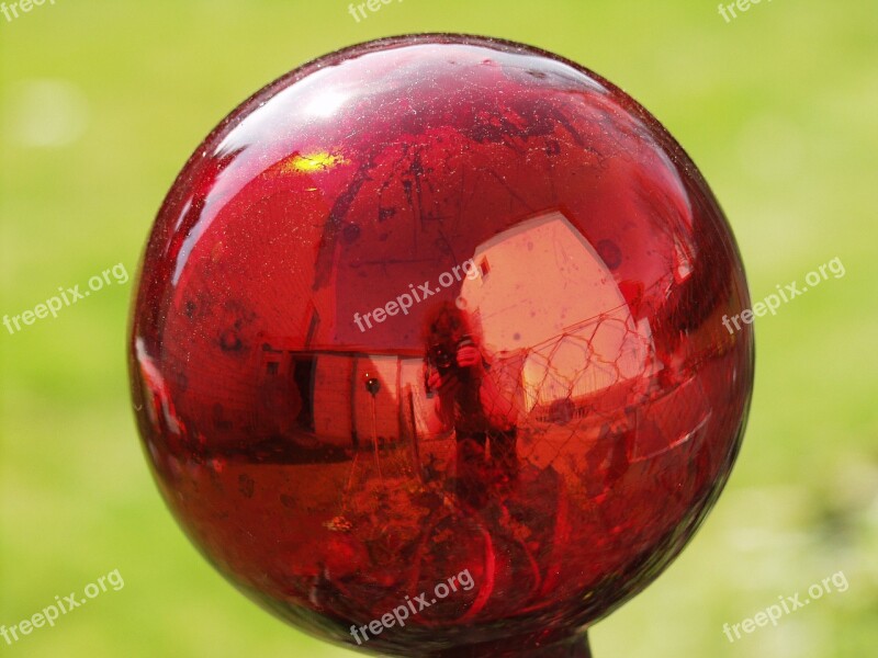 Rose Ball Glass Red Reflections Red Shimmer