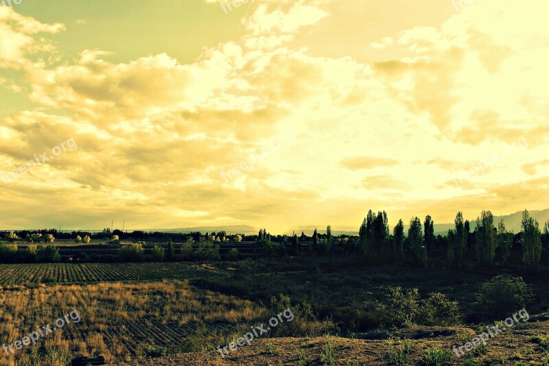 Landscape Mendoza Trees Mountain Sky