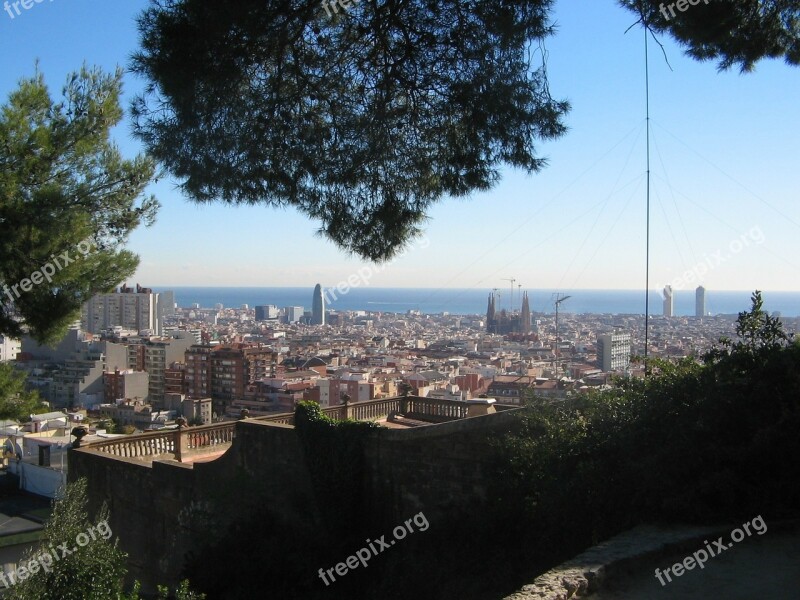 Barcelona Skyline City Spain Free Photos