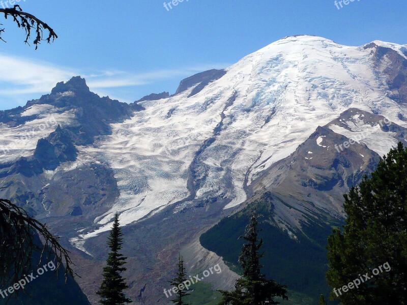 Mount Rainier Mountain Washington Usa Landscape