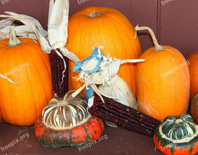 Corn Husk Doll Pumpkins Gourds Fall Autumn