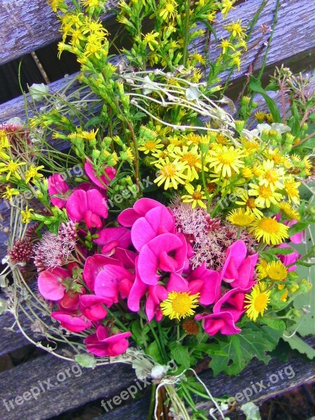 Bouquet Flowers Decoration Yellow Pink