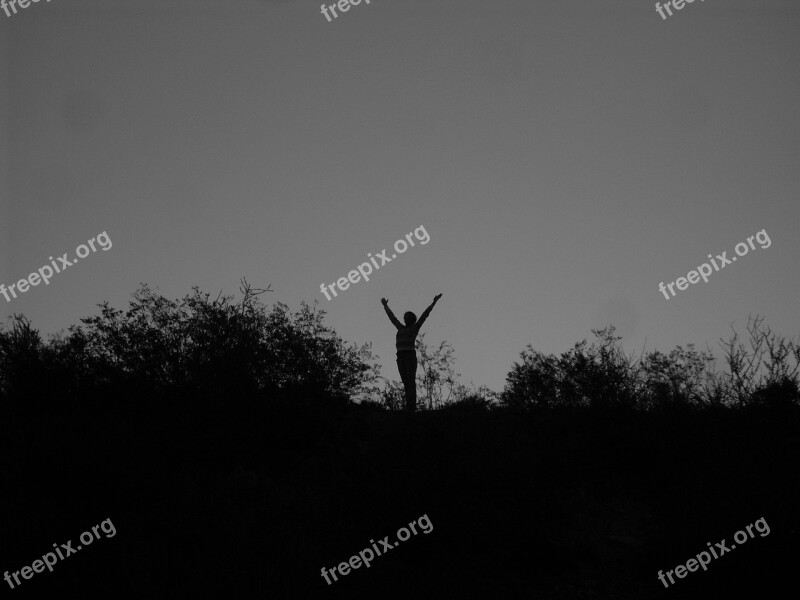 Mountain Silhouette Fullness Freedom Person