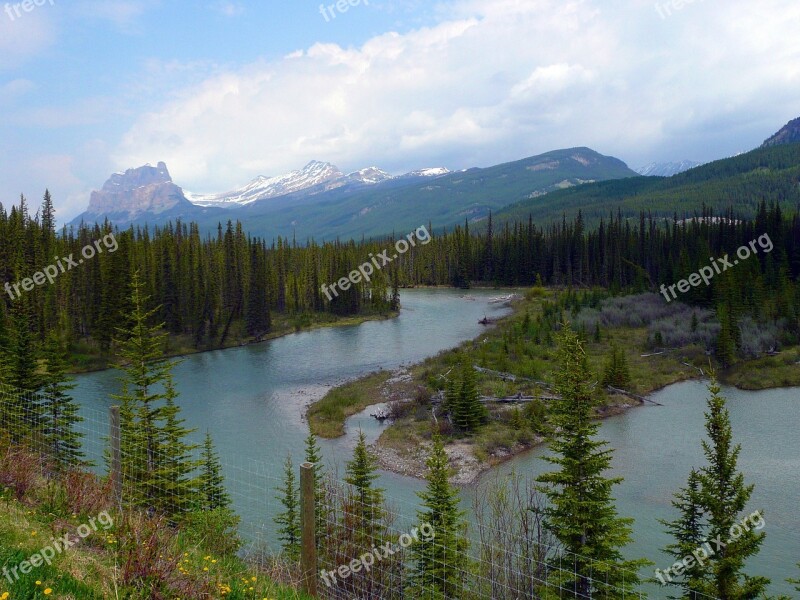 Bow River Canadien Rockys Mountains River Water