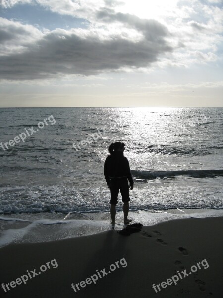 Sillhoutte Cloud Sea Beach Free Photos