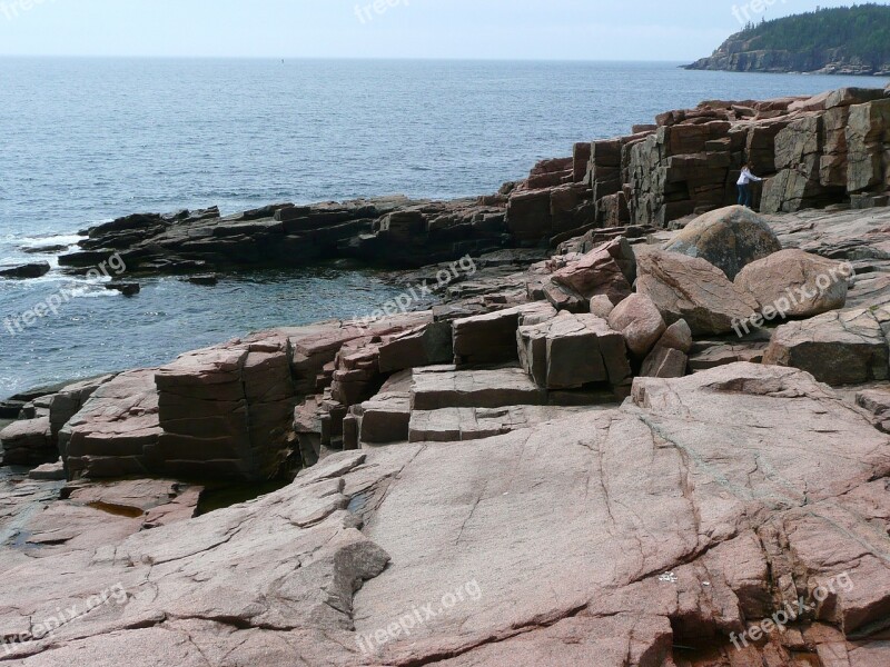 Acadia National Park Massasuchetts Usa Shoreline Atlantic