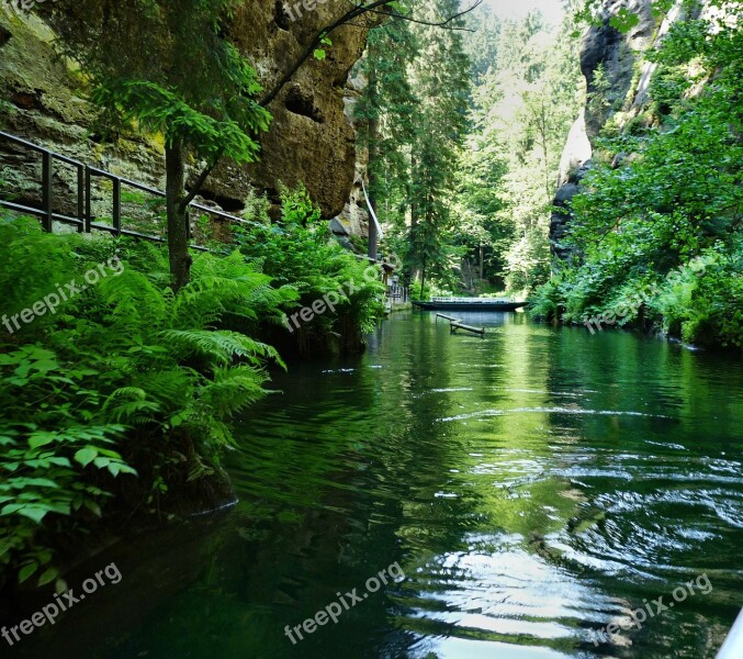 Boat Trip Channel Hinterhermsdorf Germany Water