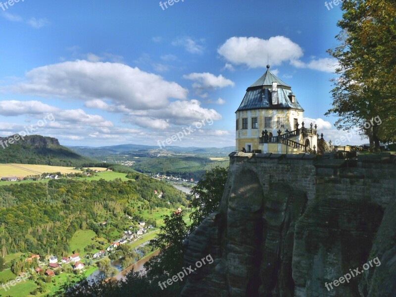 Königstein Elbe Fortress Shipping Saxon Switzerland