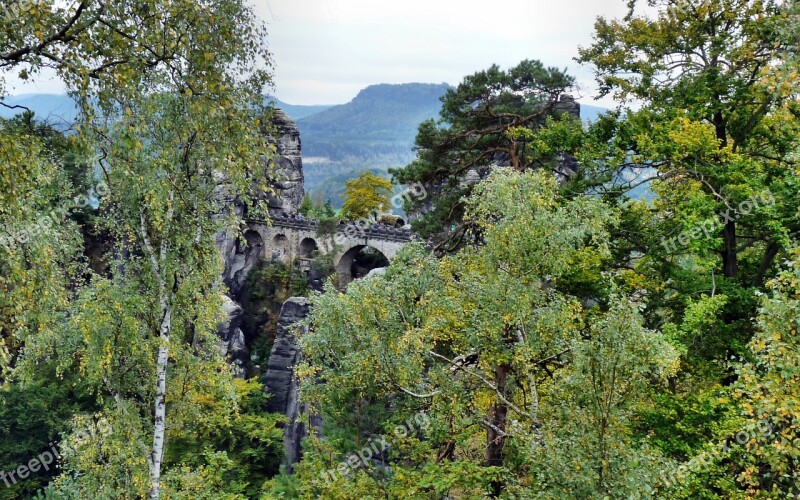 Bastei Bridge Saxon Switzerland Landscape Free Photos