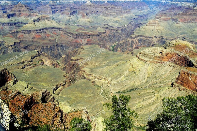 Grand Canyon Aerial View Landscape Tourist Attraction Nature