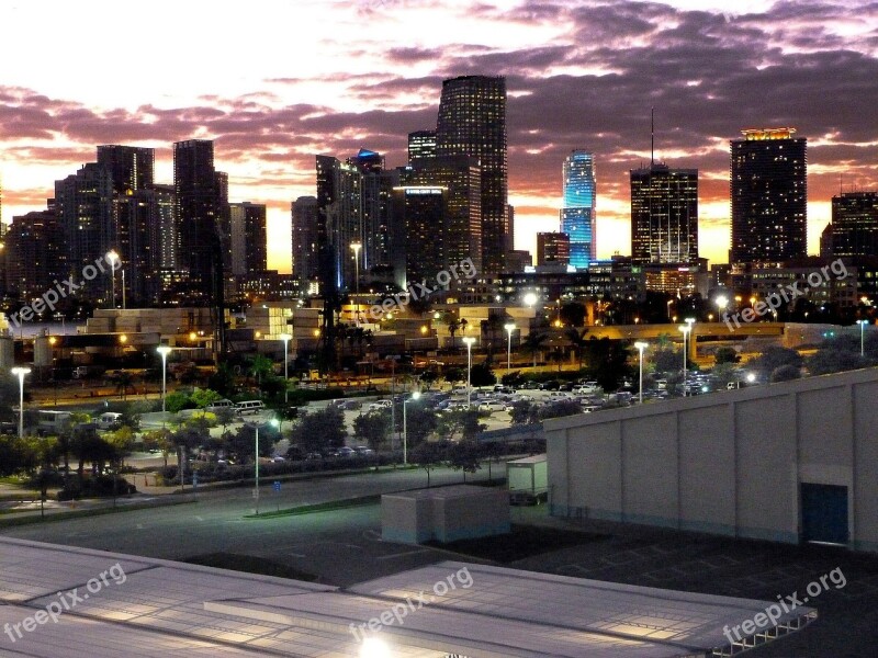 Miami Night Image Skyline Architecture Miami Beach