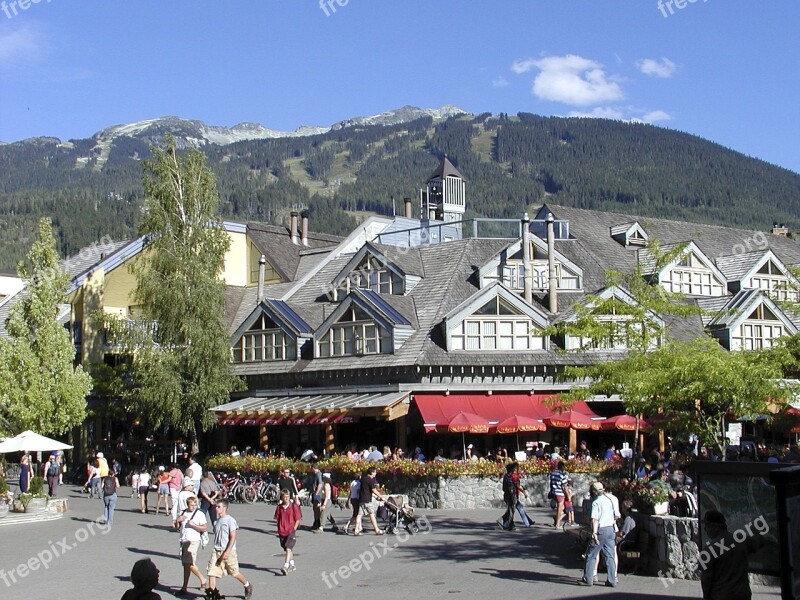 Whistler Village British Columbia Canada Buildings Mountains