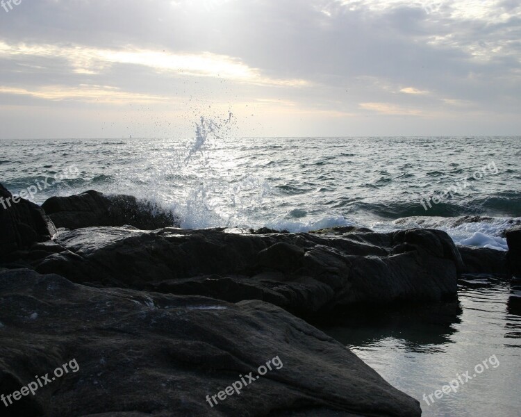 Sea Coast Surf Backlighting Free Photos