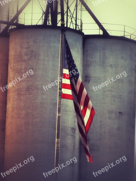 America Usa Industry Flag Red