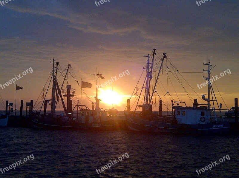 Sunset North Sea Nordfriesland Cutter Free Photos