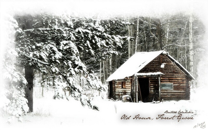 Log Cabin House Old Winter