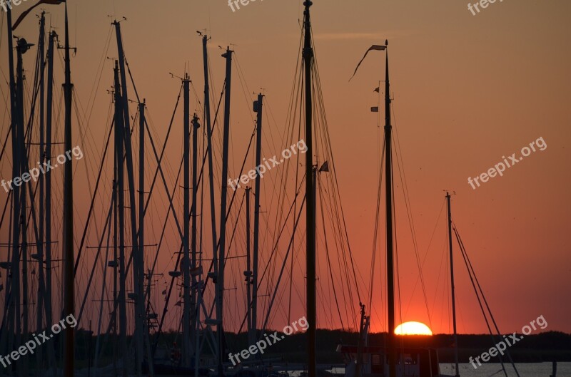 Port Sunset Ships Boats Vacations