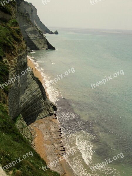 Coast Beach Sea Cliffs Corfu