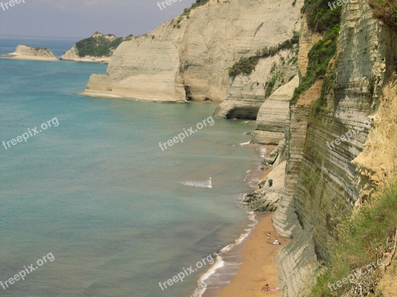 Coast Cliffs Corfu Greece Sea