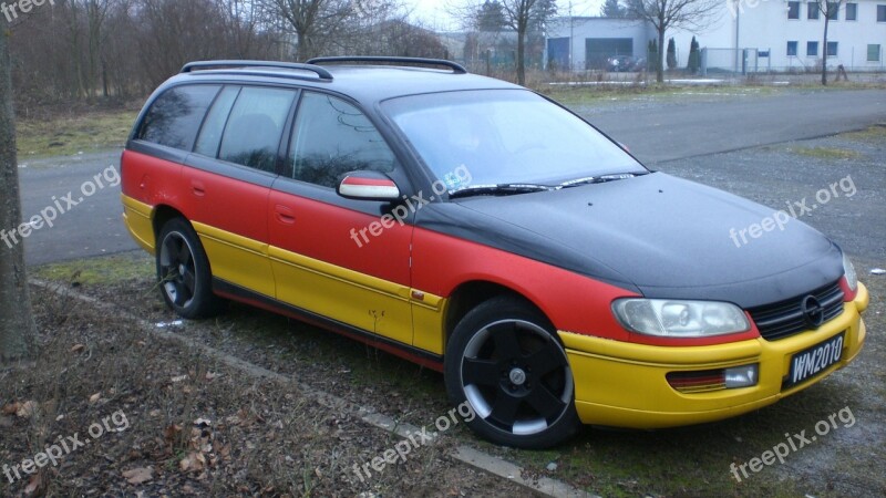 Black Red Gold Opel Omega Germany Pkw