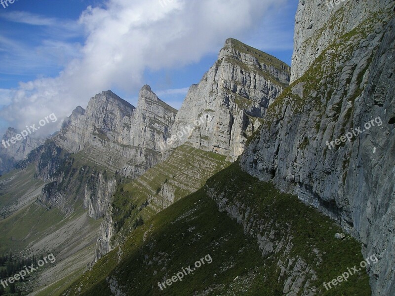 Mountains Alpine Churfirsten Switzerland Summit