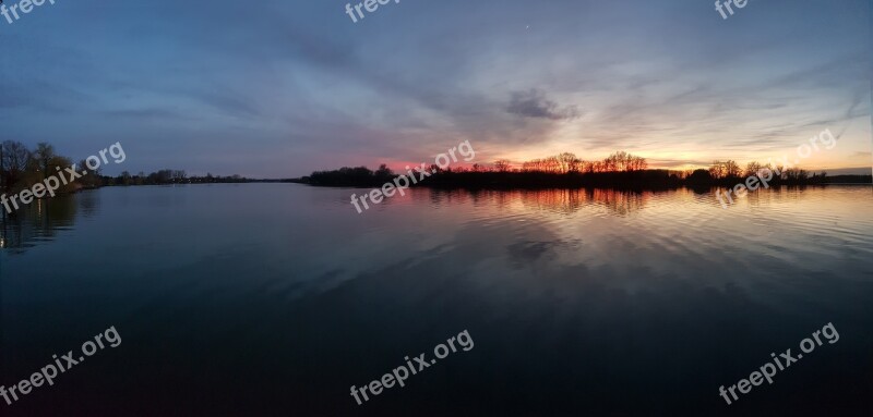 Water Sunset Landscape Nature In The Evening