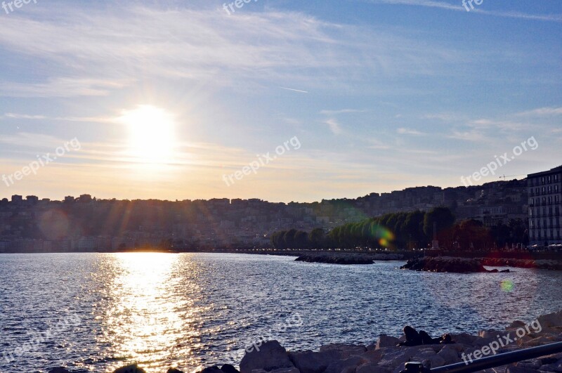 Naples Italy Sea Landscape Tourism