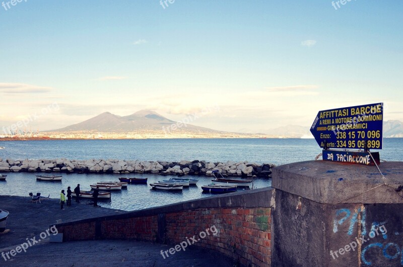 Naples Italy Sea Vesuvius Landscape