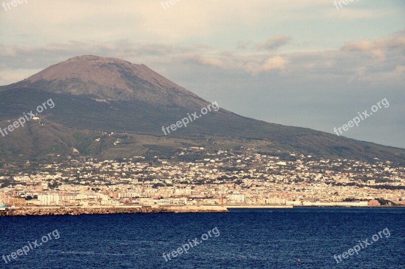 Naples Italy Sea Vesuvius Landscape