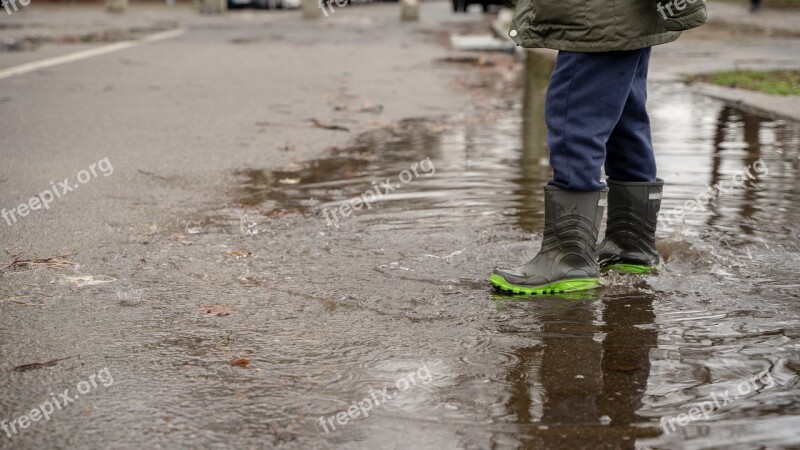 Boy Rain Boots Girl Pool Dirty